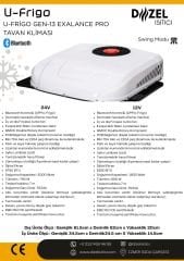 U-Frigo GEN-13 Exalance Pro Araç Tavan Kliması Bluetootlu 12/24V